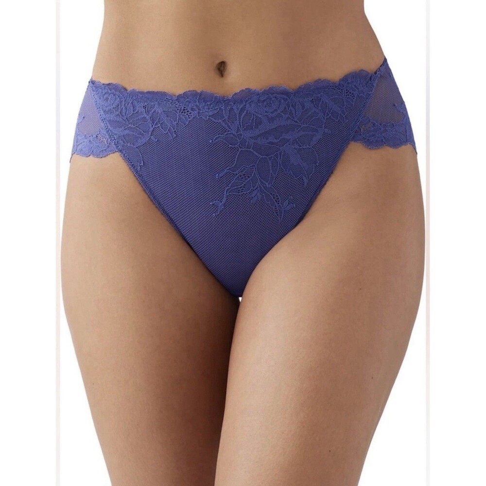 Wacoal Vivid Attraction Blue Lace Mesh Back Full Coverage Hi-cut Brief Panty XL